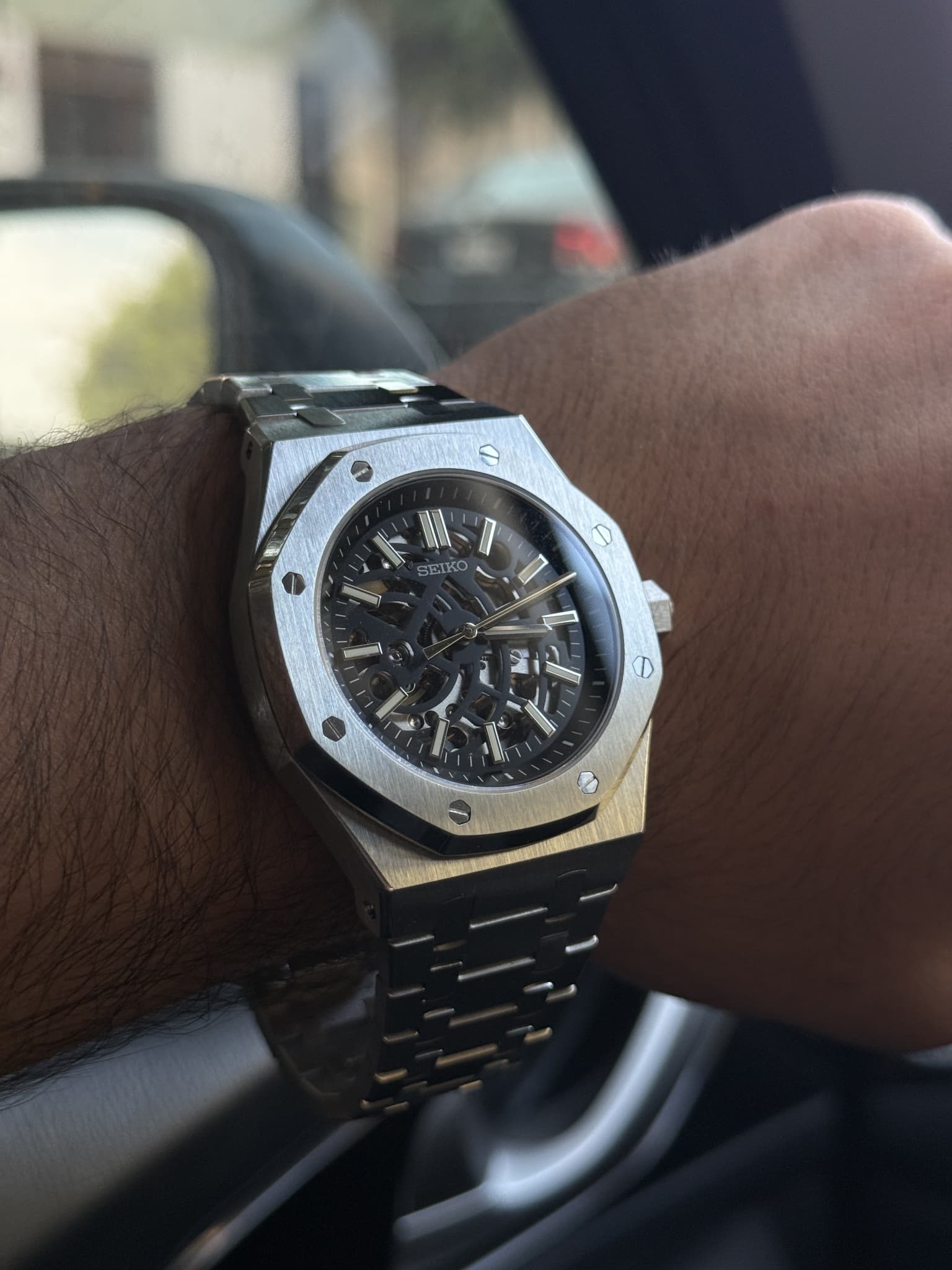 Seiko Mod “Royal Oak Openheart” Reloj Automático de Acero Inoxidable Con Maquinaria Expuesta