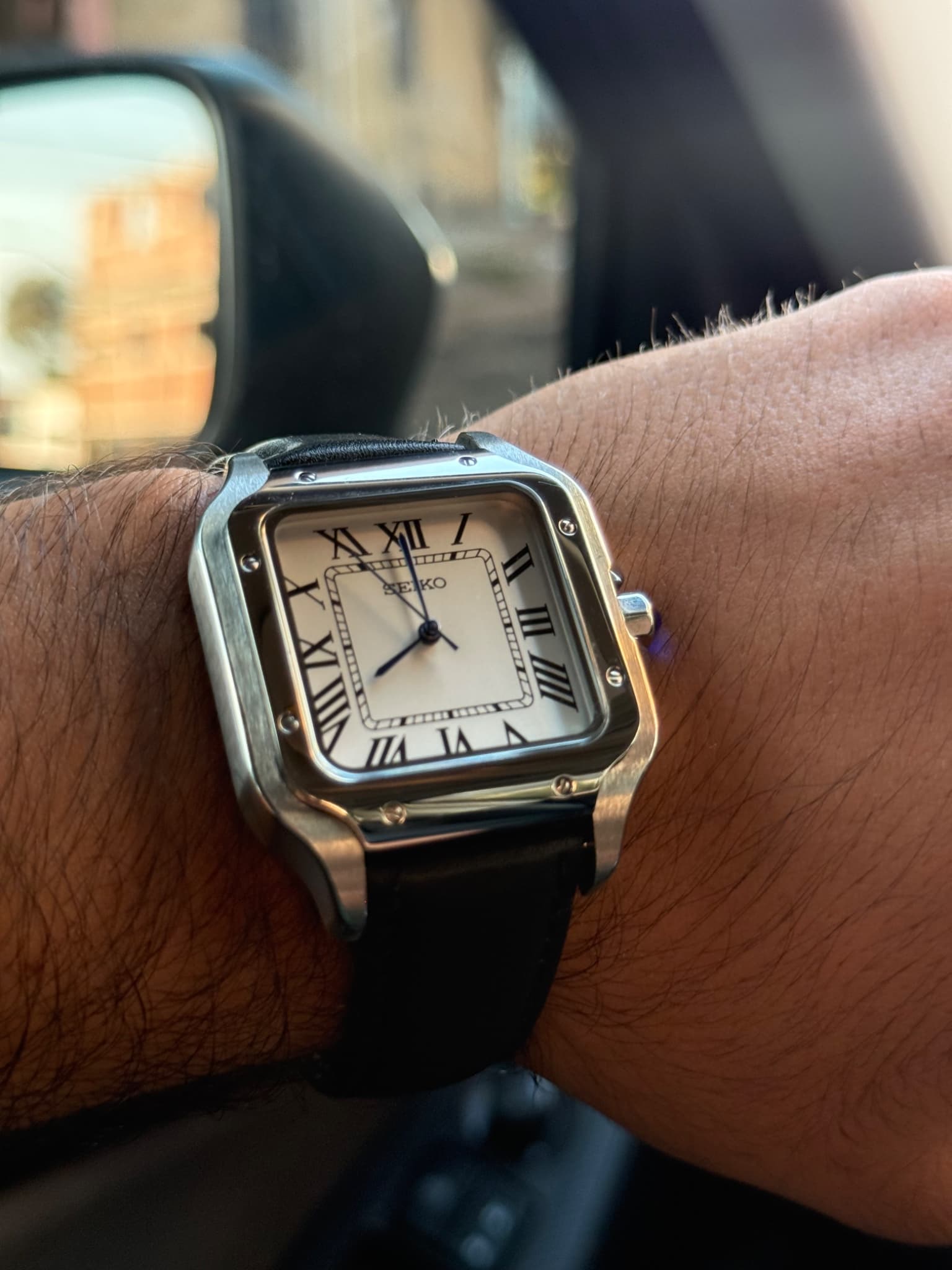 Seiko Mod Santos Correa de Cuero Genuino Reloj Automático De Lujo